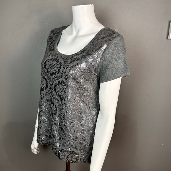 Anthropologie Moth sweater small gray metallic fairy holiday royal cotton - Picture 4 of 10